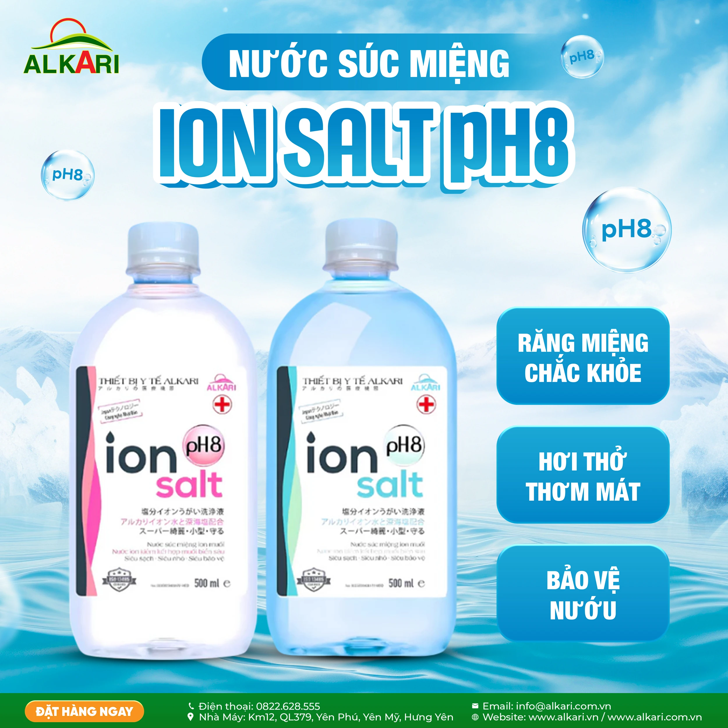 Kháng khuẩn, thơm miệng, bảo vệ nướu với Nước súc miệng ion pH8